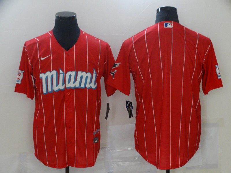Men Miami Marlins Blank Red City Edition Game Nike 2021 MLB Jersey